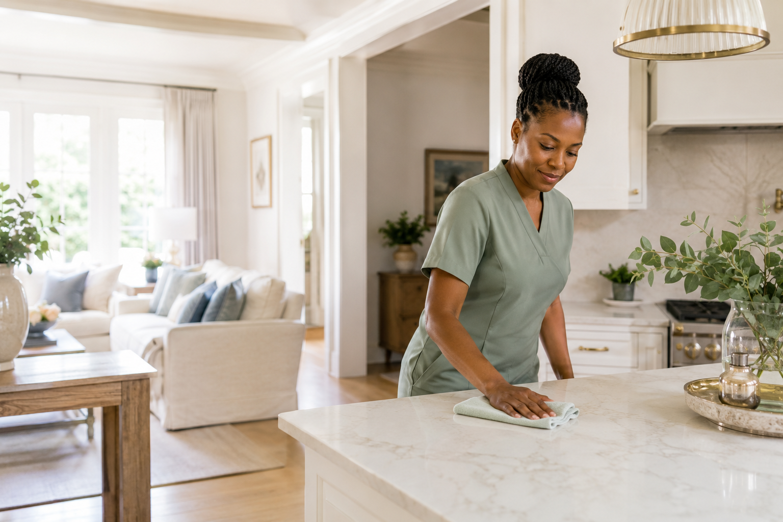 Eight19 Cleaning professional caring for an elegant home interior